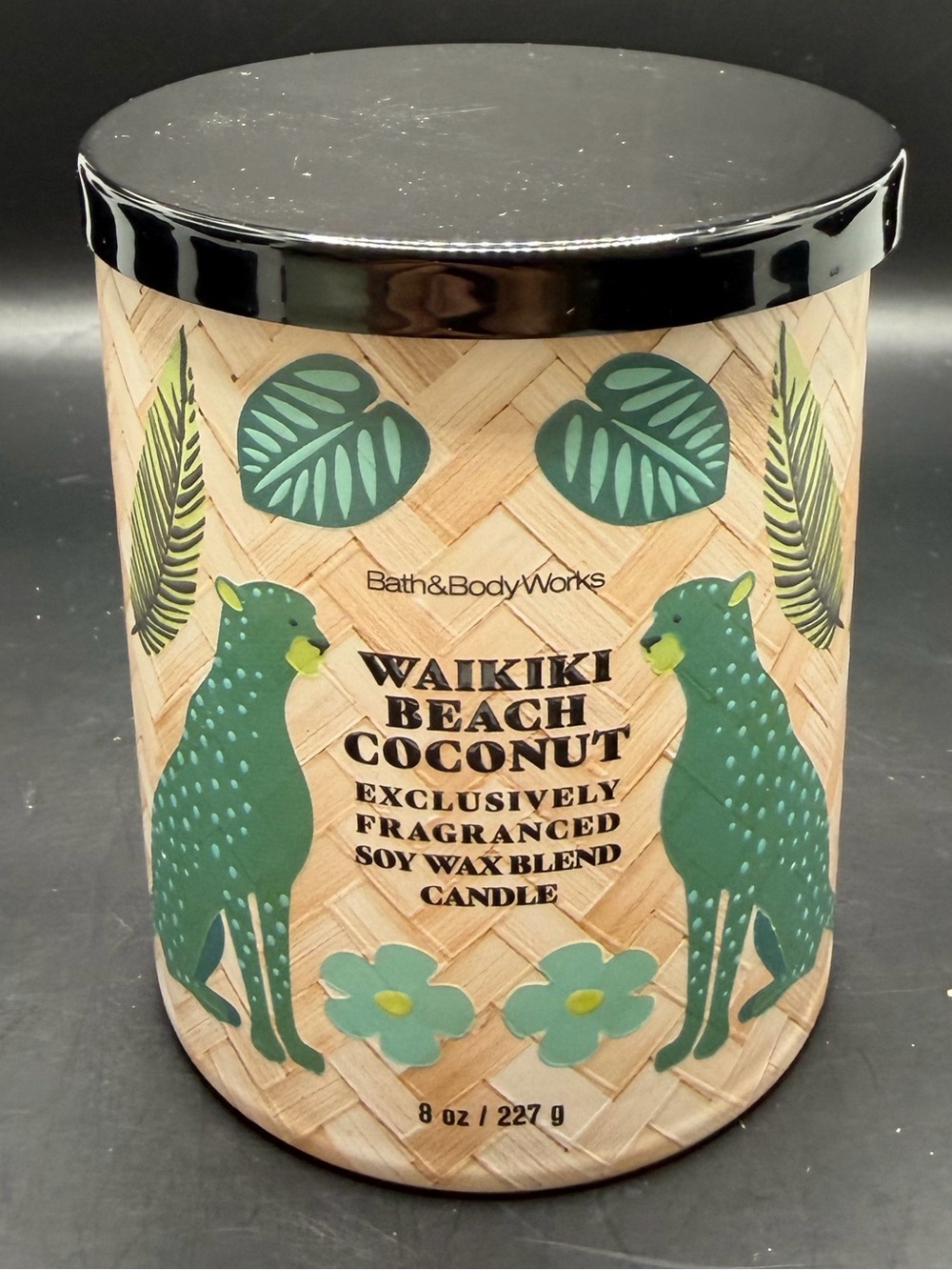 Bath & Body Works “Waikiki Beach Coconut” 8 OZ Candle - Green & Beige
